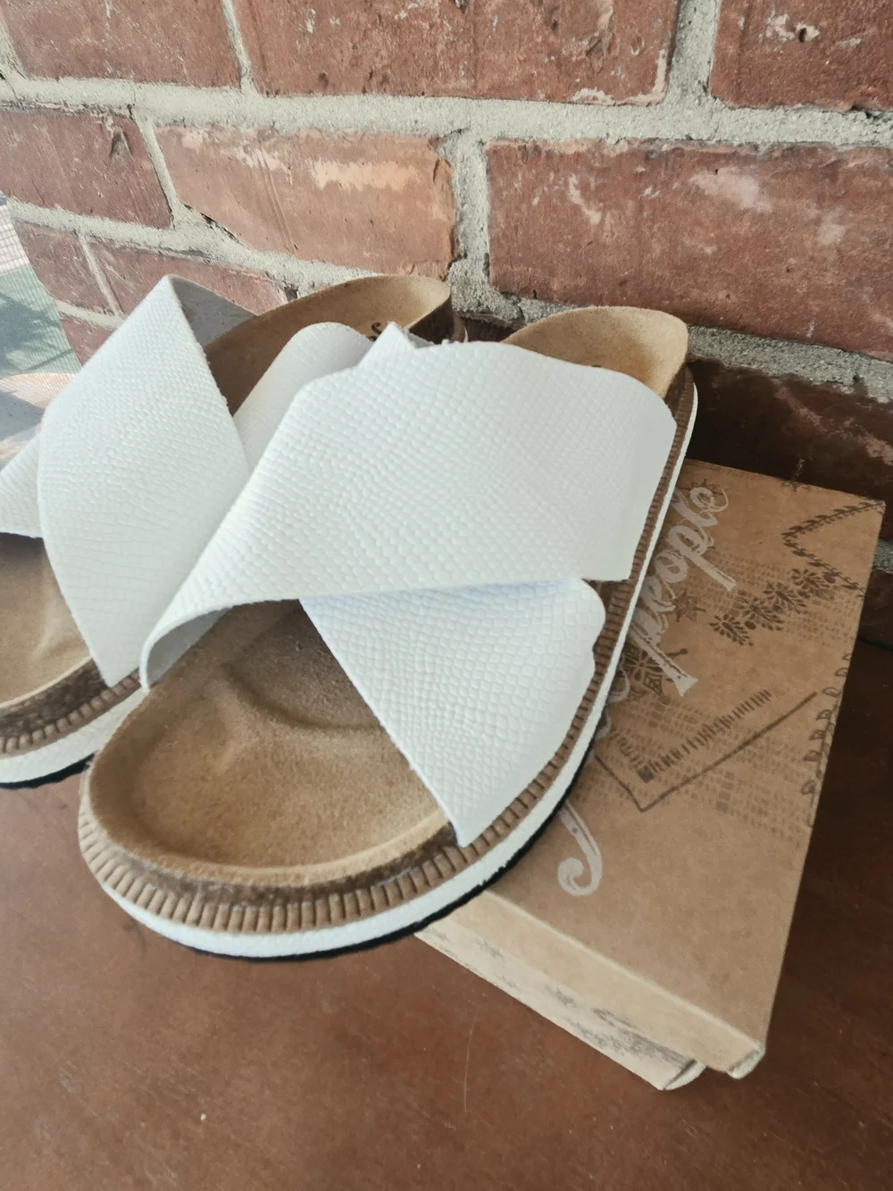 Free People Sandals Sidelines White Crisscross Slides EU38 with Box